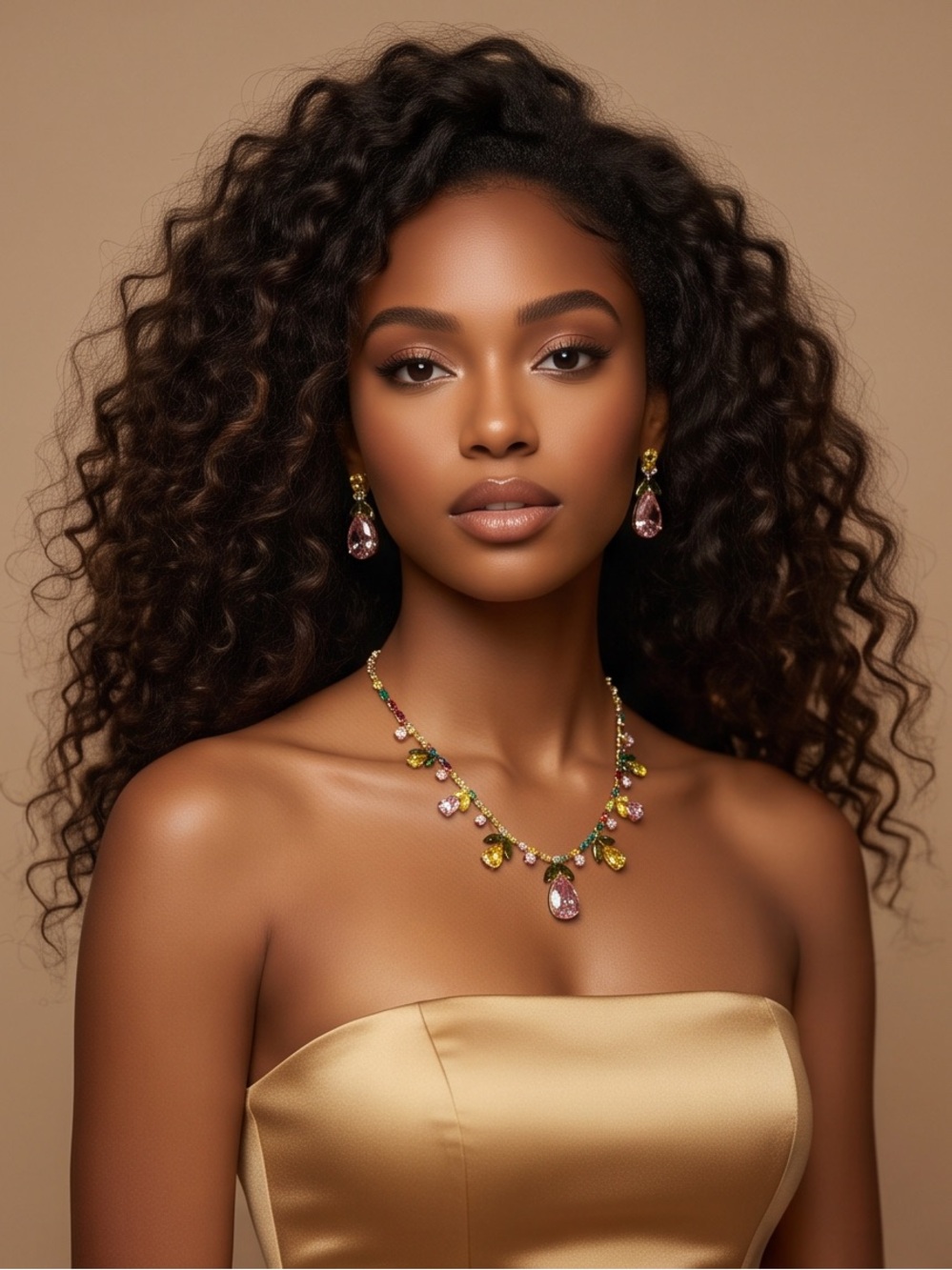 Multicolor Crystal Teardrop Necklace & Earring Set
